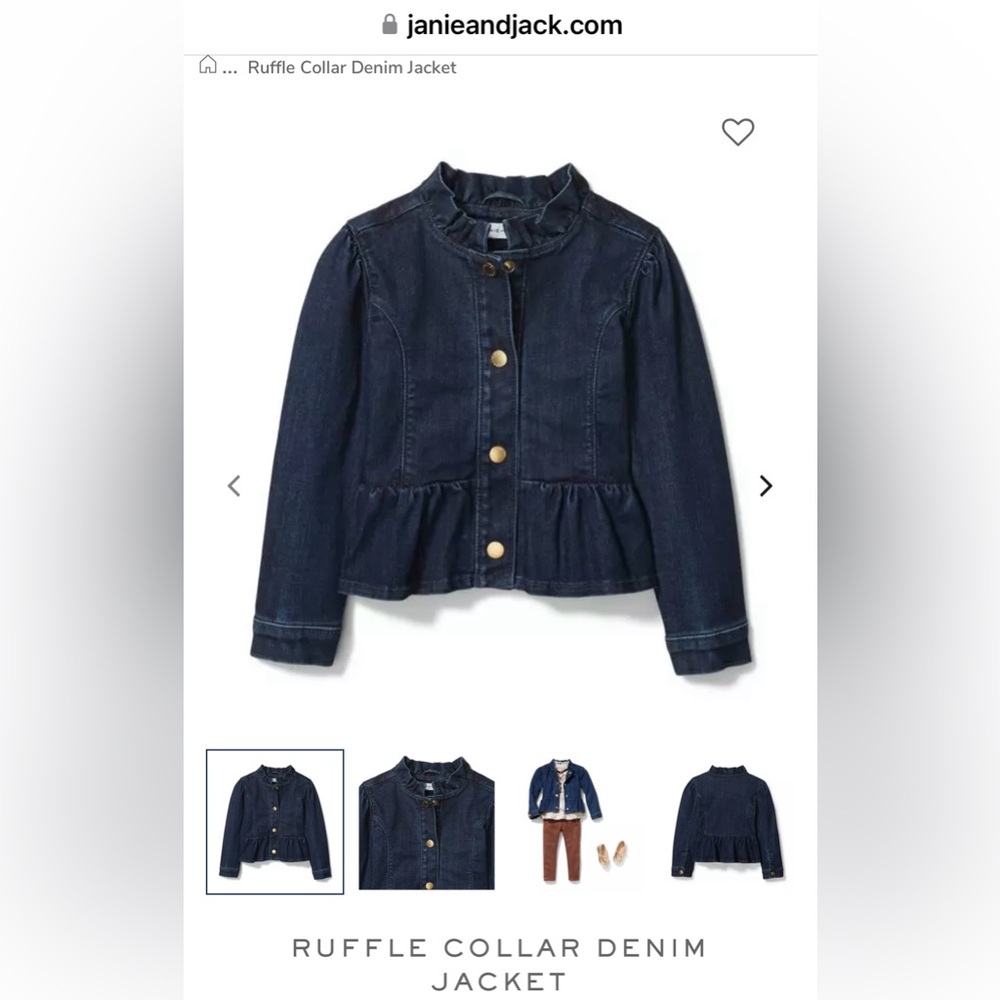 Janie & Jack Ruffle Collar Denim Jacket